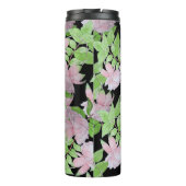 clusters van  roze bloemen en bladbloemen thermosbeker (Achterkant)