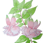 clusters van  roze bloemen en bladbloemen thermosbeker