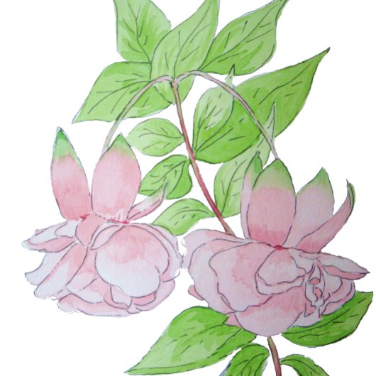 clusters van  roze bloemen en bladbloemen thermosbeker