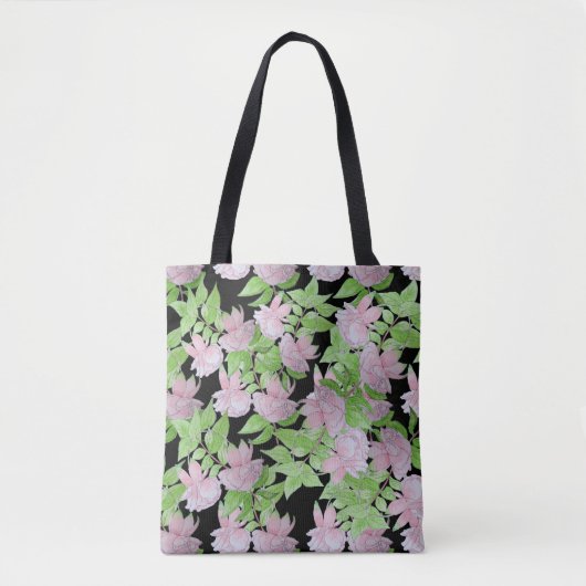 clusters van  roze bloemen en bladbloemen tote bag (Voorkant)