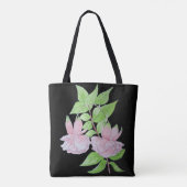 clusters van roze bloemen en bladbloemen tote bag (Achterkant)