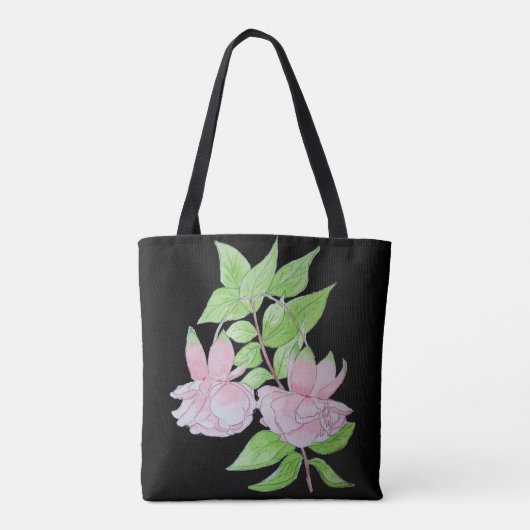 clusters van  roze bloemen en bladbloemen tote bag (Achterkant)