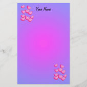 Clusters van  Roze Harten Levendig Roze Paarse Briefpapier (Voorkant)