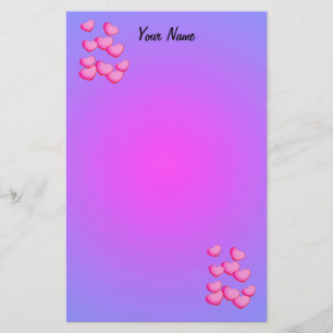 Clusters van  Roze Harten Levendig Roze Paarse Briefpapier