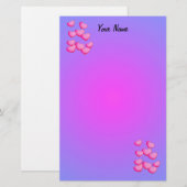 Clusters van  Roze Harten Levendig Roze Paarse Briefpapier (Voorkant / Achterkant)