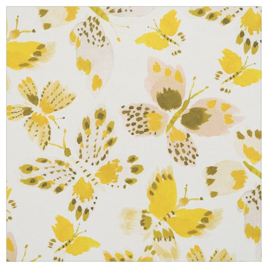 CLUTTERFLIES Gele vlinderdruk Stof (Swatch)