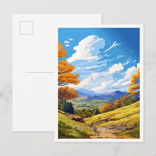 Clwydian Range Dee Valley Wales vintage reizen Briefkaart (Voorkant / Achterkant)