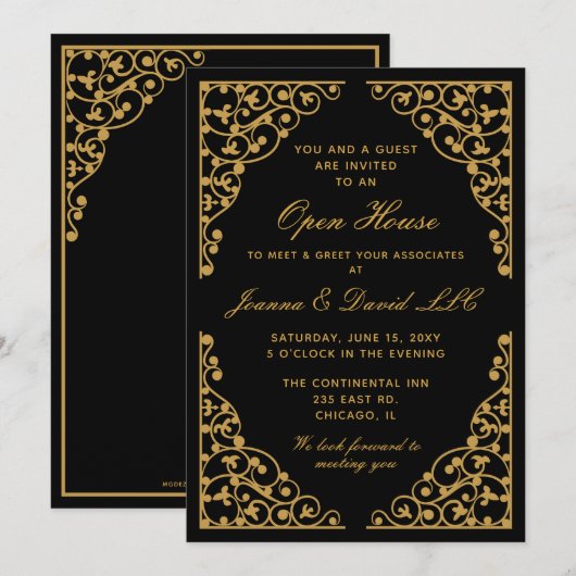 Cly Black Gold Corporate Party - Uitnodiging (Voorkant / Achterkant)