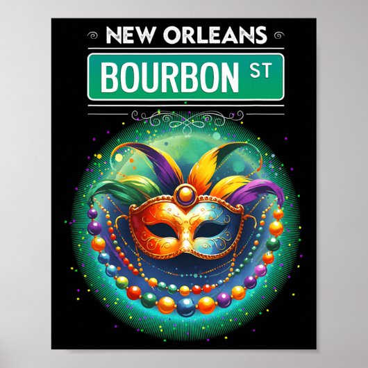 Cly New Orleans Bourbon Street Cool Fun Nola Mardi Poster (Voorkant)