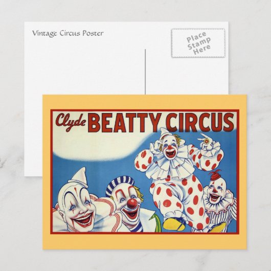 Clyde Beatty  Circus Briefkaart (Voorkant / Achterkant)