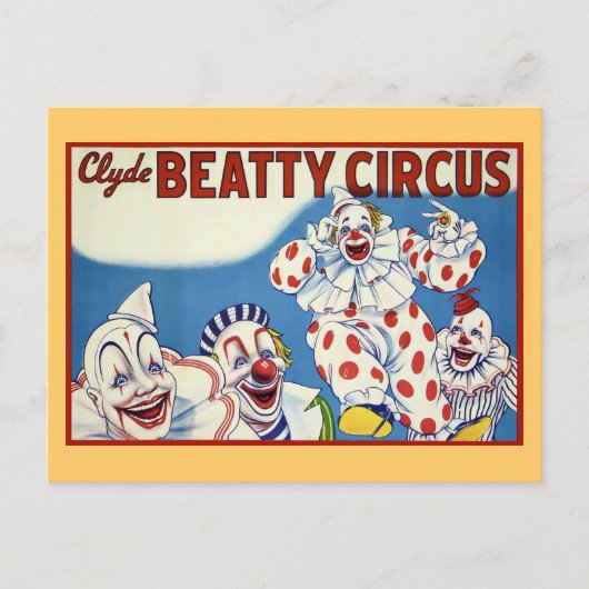 Clyde Beatty  Circus Briefkaart (Voorkant)