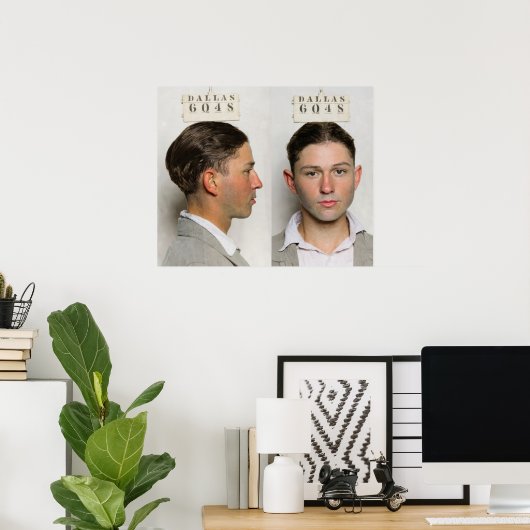 Clyde Champion Barrow MugShot Dallas 1926 Poster (Thuiskantoor)