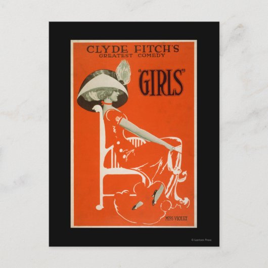 Clyde Fitch's Greatest Comedy, "Girls" Theatre 2 Briefkaart (Voorkant)