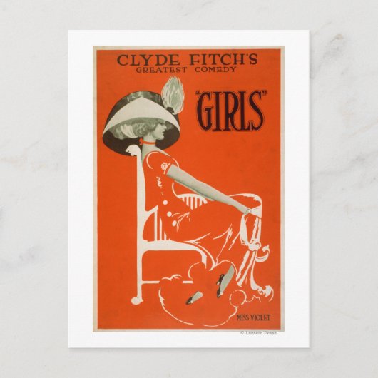 Clyde Fitch's Greatest Comedy, "Girls" Theatre 2 Briefkaart (Voorkant)