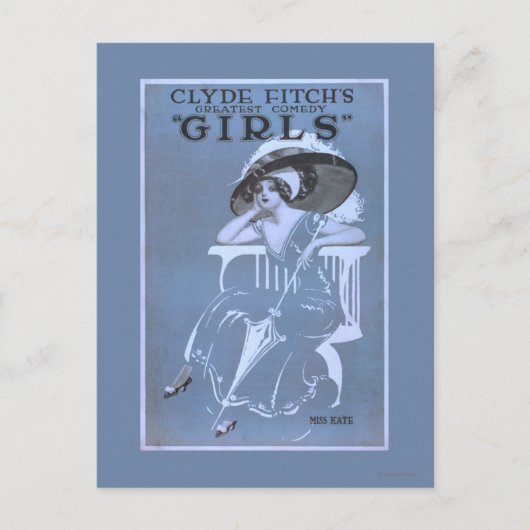 Clyde Fitch's grootste komedie, 'Meisjes'-theater Briefkaart (Voorkant)