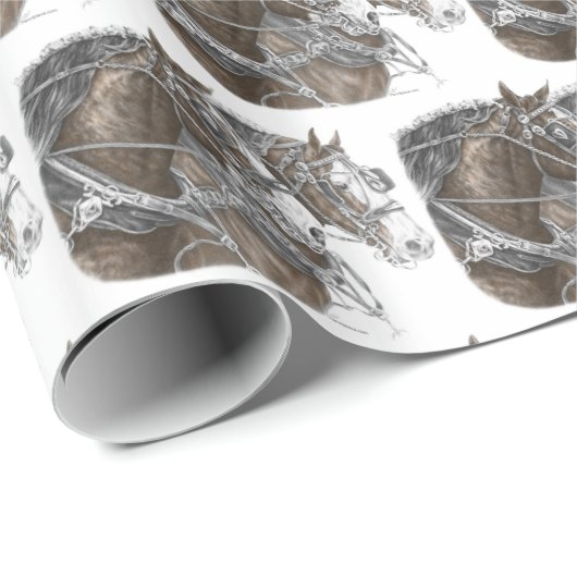 Clydesdale Draft Horse Team Cadeaupapier (Rol Hoek)