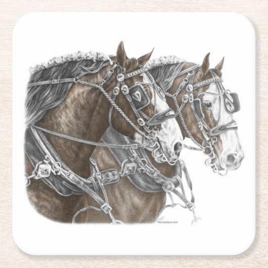 Clydesdale Draft Horse Team Kartonnen Onderzetters (Voorkant)