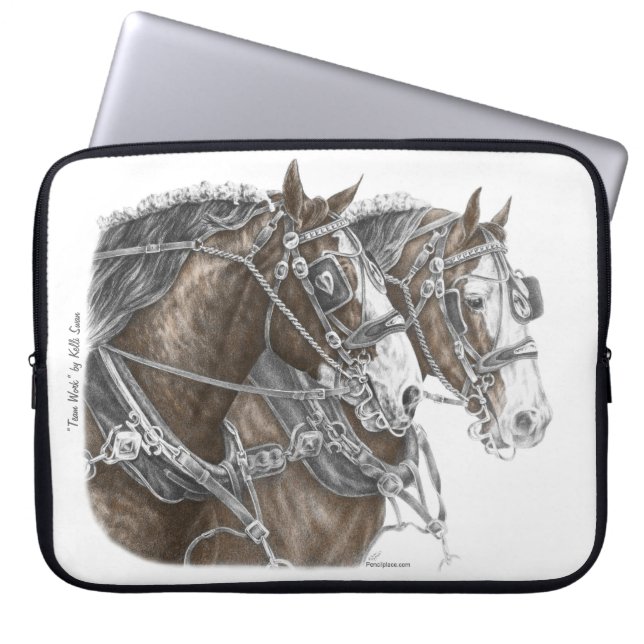 Clydesdale Draft Horse Team Laptop Sleeve (Voorkant)
