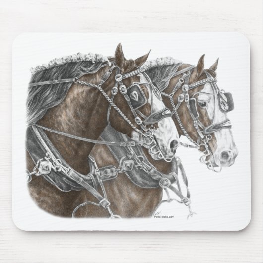 Clydesdale Draft Horse Team Muismat (Voorkant)