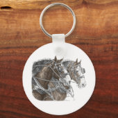 Clydesdale Draft Horse Team Sleutelhanger (Voorkant)