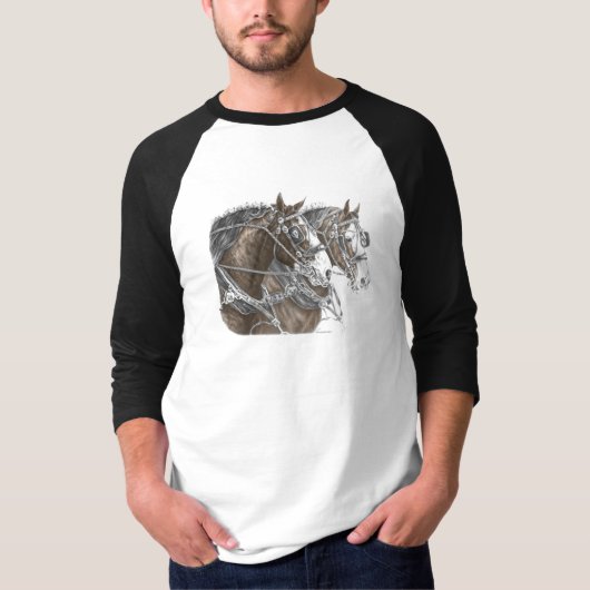 Clydesdale Draft Horse Team T-shirt (Voorkant)