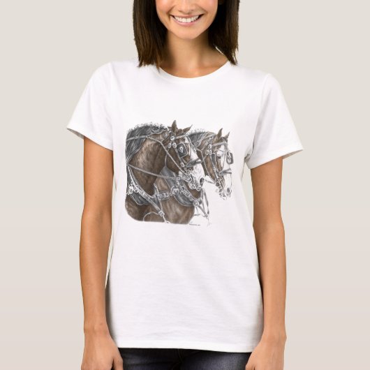 Clydesdale Draft Horse Team T-shirt (Voorkant)