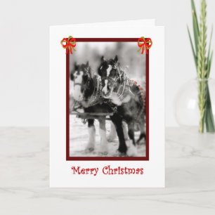 Clydesdale Draft Horses, vrolijk kerstfeest Feestdagen Kaart