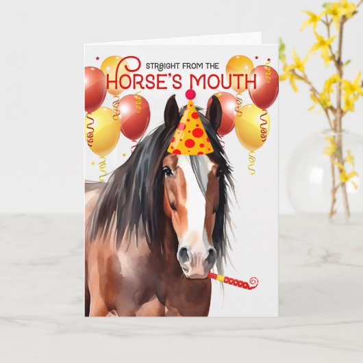 Clydesdale Draft Paard Grappige verjaardag Kaart (Gele Bloem)