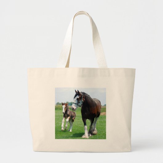 Clydesdale en Filly Grote Tote Bag (Voorkant)