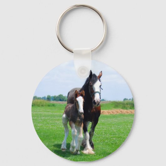 Clydesdale en filly sleutelhanger (Voorkant)
