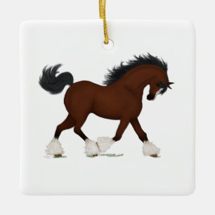 Clydesdale Horse Bay Draft Horse met Blaze Keramisch Ornament