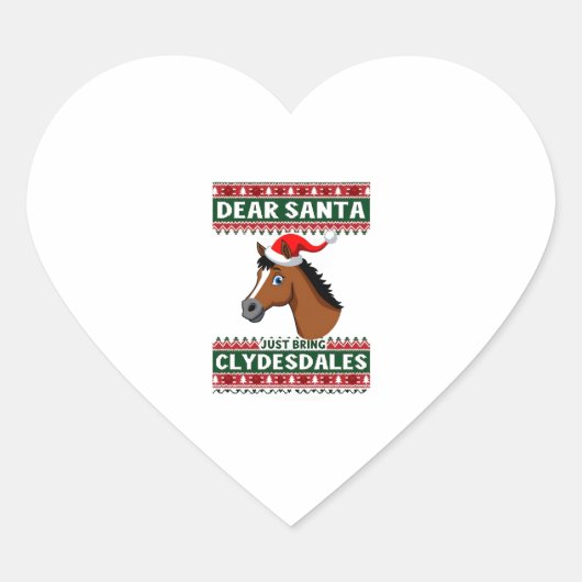 Clydesdale Horse Christmas Ugly Xmas Sweater Eques Hart Sticker (Voorkant)