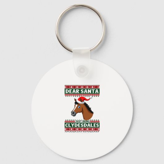 Clydesdale Horse Christmas Ugly Xmas Sweater Eques Sleutelhanger (Voorkant)