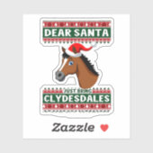 Clydesdale Horse Christmas Ugly Xmas Sweater Eques Sticker (Vel)
