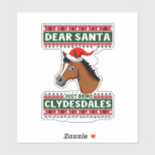 Clydesdale Horse Christmas Ugly Xmas Sweater Eques Sticker (Vel)