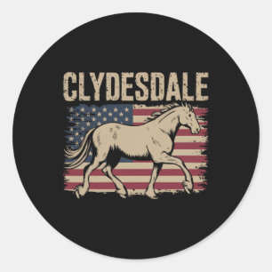 Clydesdale Horse Giant Horse Pony Paardrijden Ronde Sticker