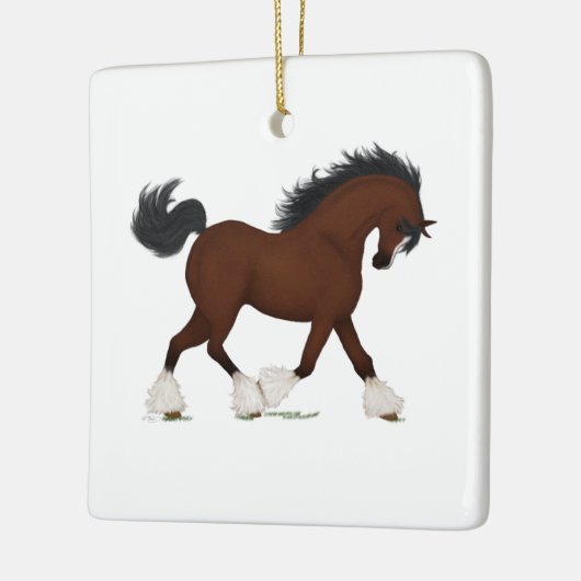 Clydesdale Horse Personalized Equestrian Kerstmis Keramisch Ornament (Links)