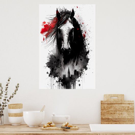 Clydesdale Ink Portret Poster (Keuken)