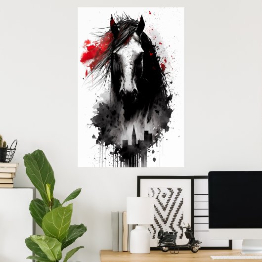 Clydesdale Ink Portret Poster (Thuiskantoor)