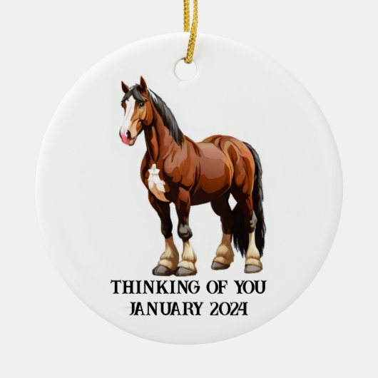 Clydesdale paard keramisch ornament (Voorkant)