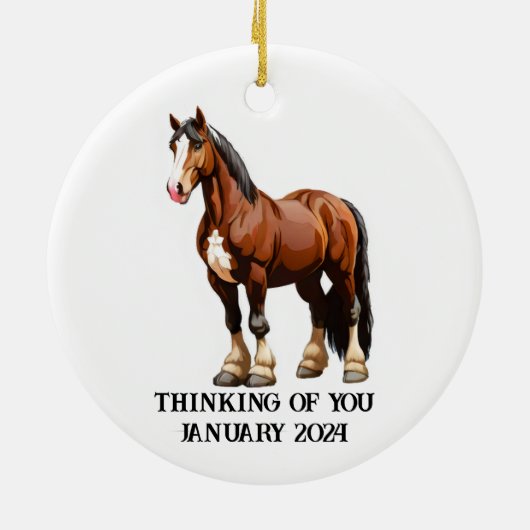 Clydesdale paard keramisch ornament (Achterkant)