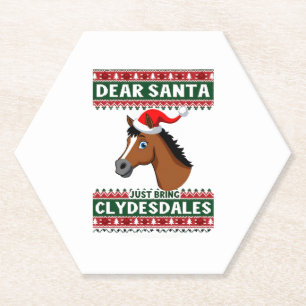Clydesdale Paard Kerst Misvormde Kersttrui Eques Kartonnen Onderzetters