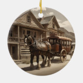 Clydesdale paard trekken stage coach keramisch ornament (Achterkant)