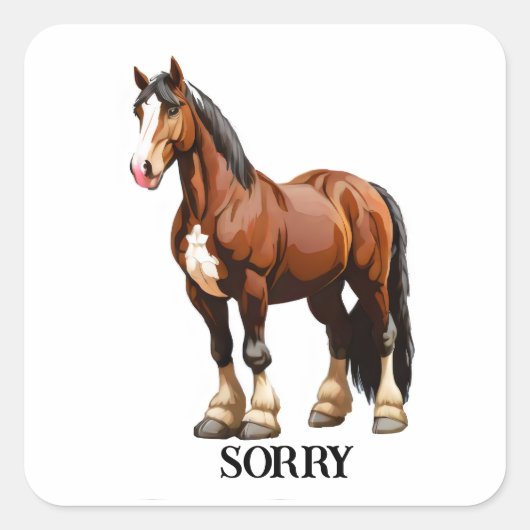 Clydesdale paard vierkante sticker (Voorkant)
