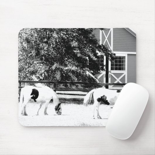 Clydesdale paarden Grazende (zwart-wit) mousep Muismat (Met muis)