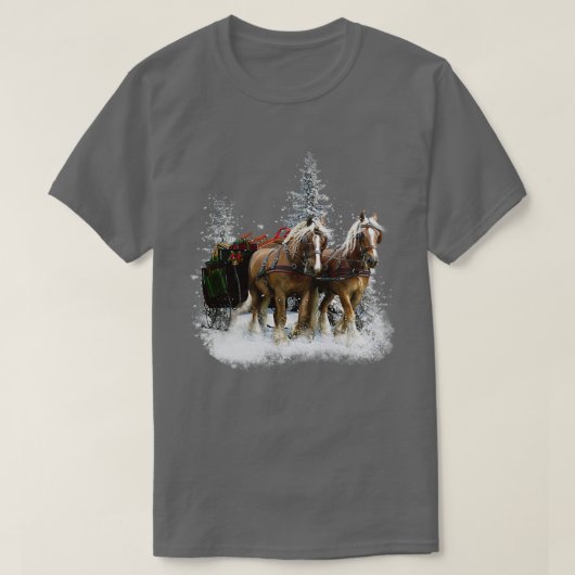 Clydesdale paarden in sneeuwkerst t-shirt (Design voorkant)