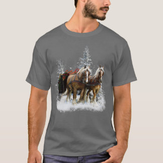 Clydesdale paarden in sneeuwkerst t-shirt