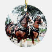 Clydesdale paarden keramisch ornament (Voorkant)