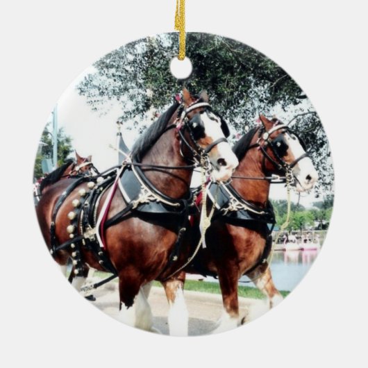 Clydesdale paarden keramisch ornament (Achterkant)
