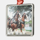 Clydesdale paarden metalen ornament (Links)